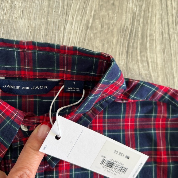 Janie and Jack Tartan Poplin Shirt NWT - Picture 6 of 6